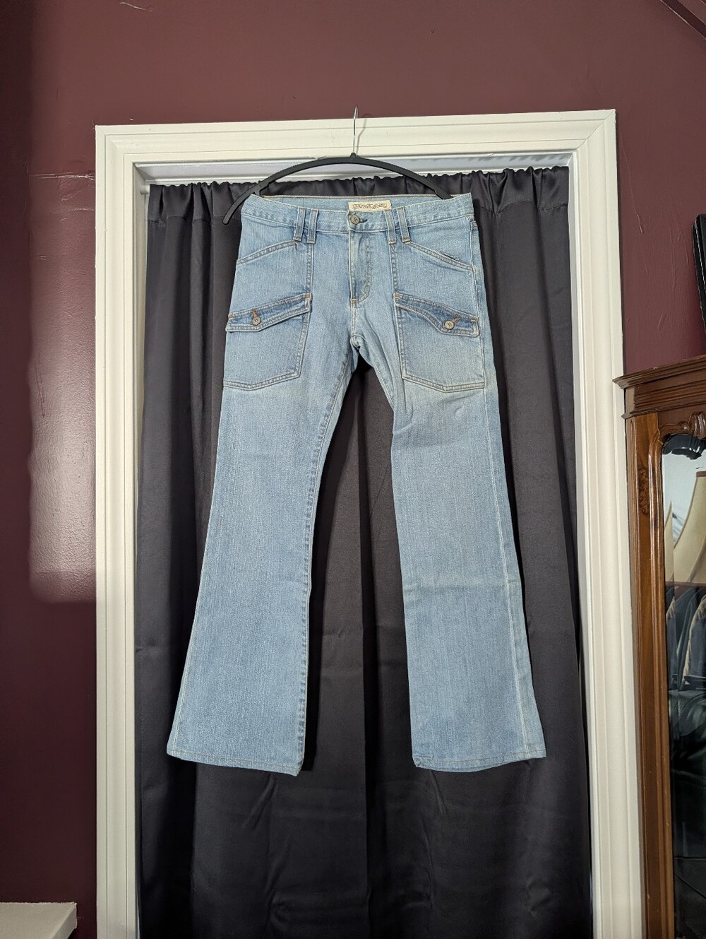 BILL WALL BWL Light Wash Flared Bootcut Cargo Pocket Denim Jeans MiUSA 27